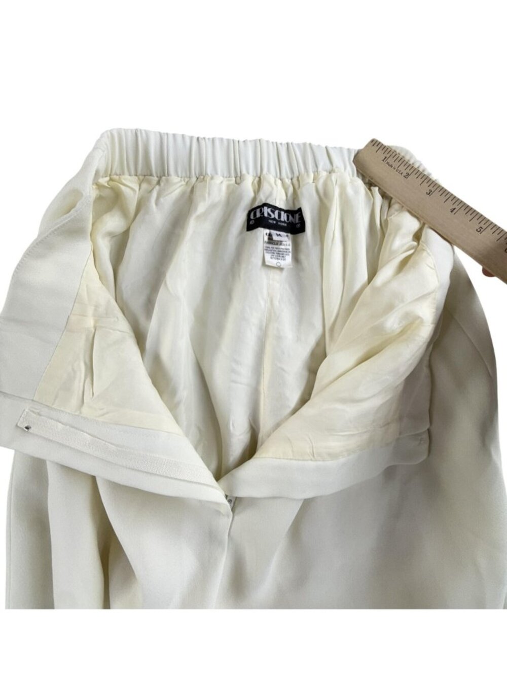 Vintage Criscione Dress Pants Womens Medium White Crepe Pleated Tapered USA Made - Picture 5 of 16
